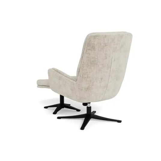 Suton recliner with footstool, Seat beige Juto 4, Base steel matt black