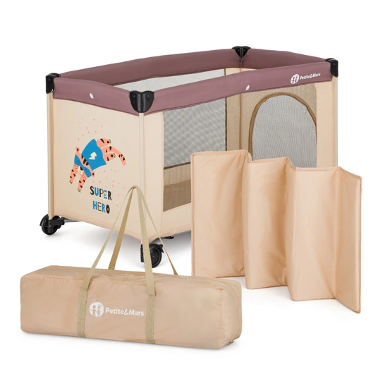 Travel cot - 17639 - 1 level - KOOT - TIGER super HERO ***