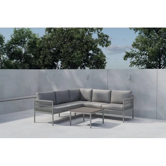 Kos kampinis sofos komplektas – smėlio spalvos / smėlio spalvos Polywood