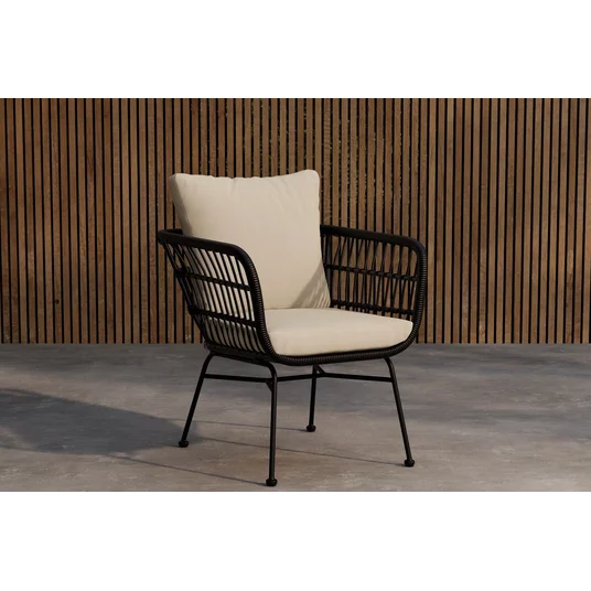 Isola Lounge Chair - Black / Black Rattan