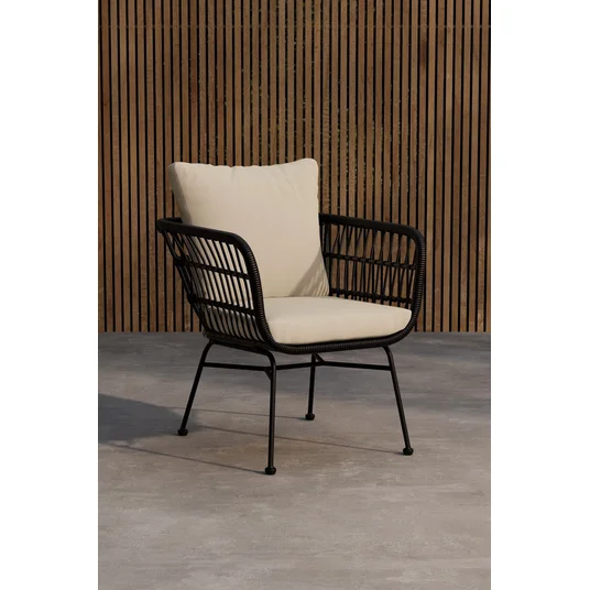 Isola Lounge Chair - Black / Black Rattan