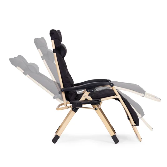 Garden beach lounger with cushion and headrest adjustable black gold frame MultiGarden