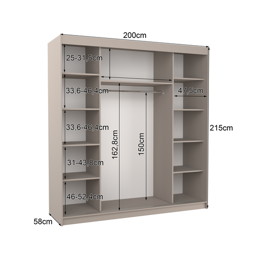 Sliding wardrobe with mirror DELLA 200