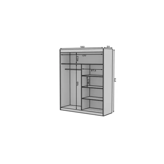 Sliding wardrobe with mirror ESTI 180
