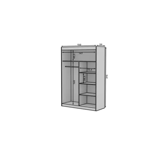 Sliding wardrobe with mirror ESTI 150