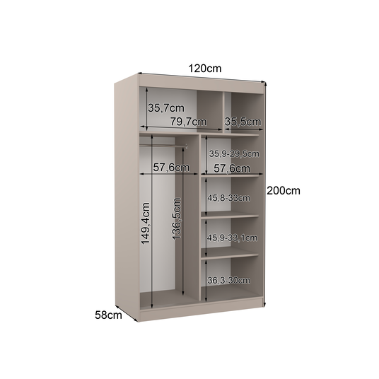 Sliding wardrobe with mirror REWENA 120