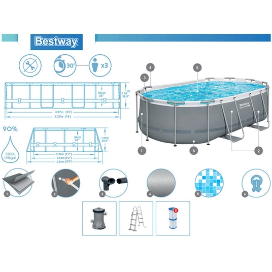 Baseins ar rāmi 427 x 250 x 100 cm „Bestway“ 8-in-1 56620