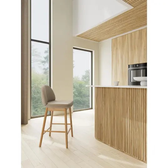 Sophia counter stool, Seat beige Danny 3, Base oak matt, 2-Pack