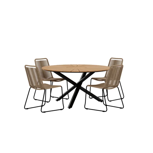 Mexico Table - Black with 4 Lindos Chair - Brown