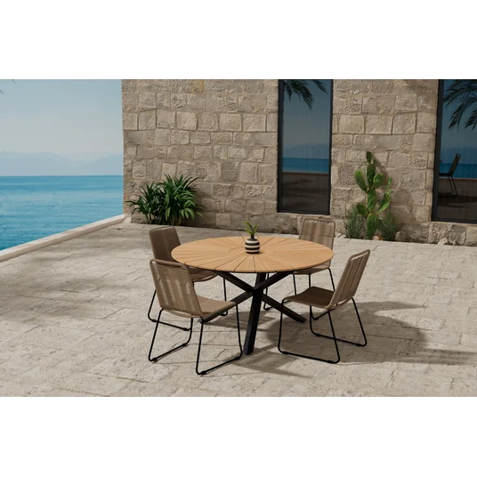 Mexico Table - Black with 4 Lindos Chair - Brown