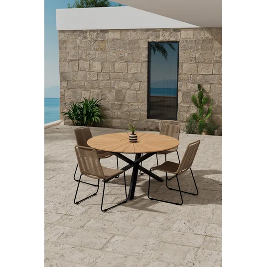 Mexico Table - Black with 4 Lindos Chair - Brown