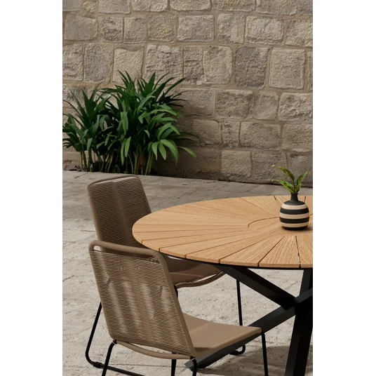 Mexico Table - Black with 4 Lindos Chair - Brown