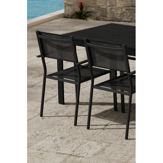 Mirko Table - Black with 6 Copacabana Chair - Black
