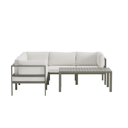 Copacabana Corner Sofa 3 + 2 with table - Brown / White Bouclé