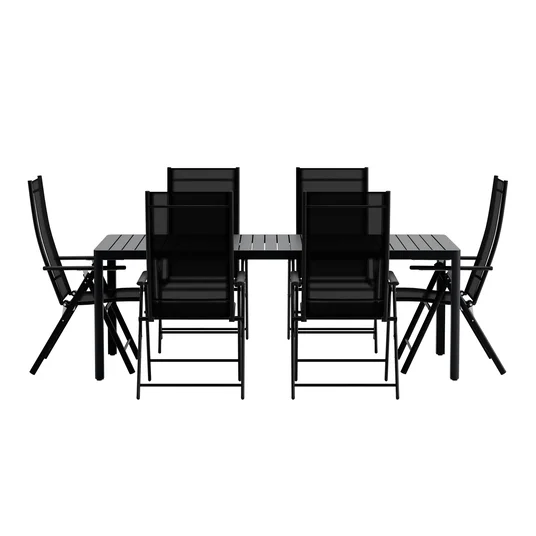 Giardini Table - Black with 6 Levanzo Chair - Black