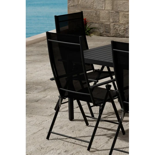 Giardini Table - Black with 6 Levanzo Chair - Black