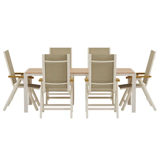 Break Table - Beige with 6 Panama Chair - Beige