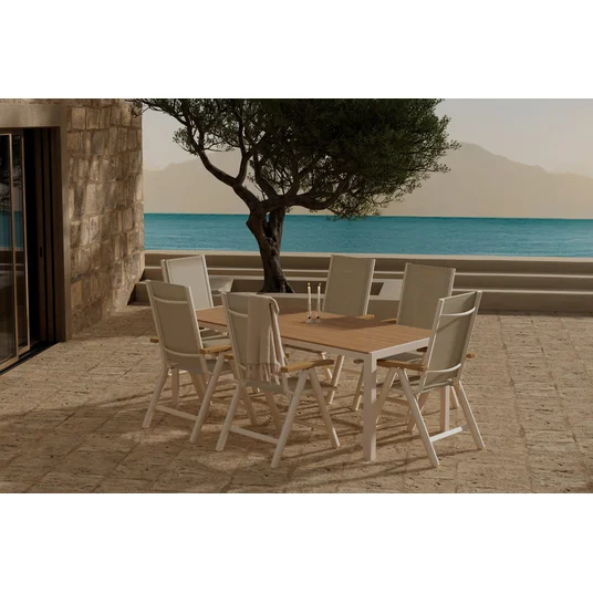 Break Table - Beige with 6 Panama Chair - Beige
