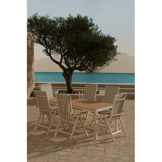 Break Table - Beige with 6 Panama Chair - Beige