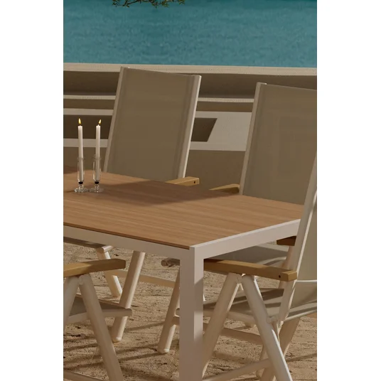 Break Table - Beige with 6 Panama Chair - Beige