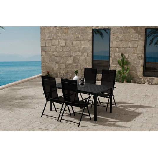 Giardini Table - Black with 4 Levanzo Chair - Black