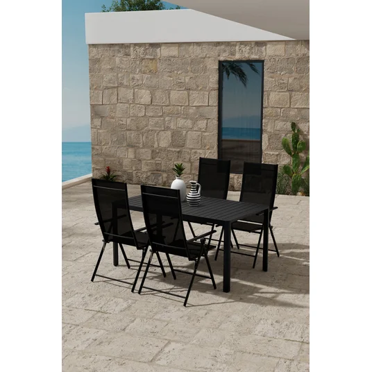 Giardini Table - Black with 4 Levanzo Chair - Black
