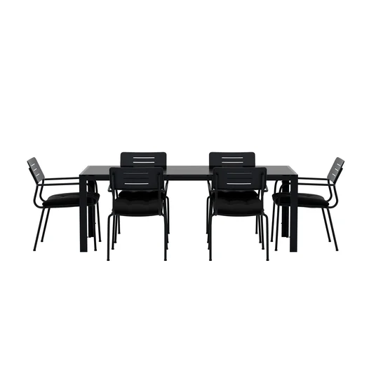 Break Table - Black with 6 Nicke Chair - Black