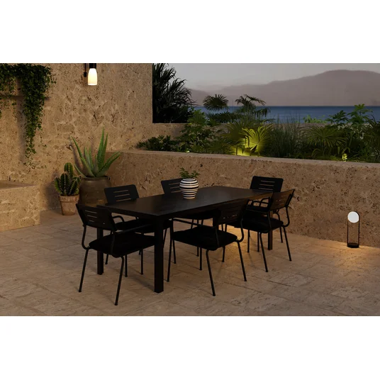 Break Table - Black with 6 Nicke Chair - Black