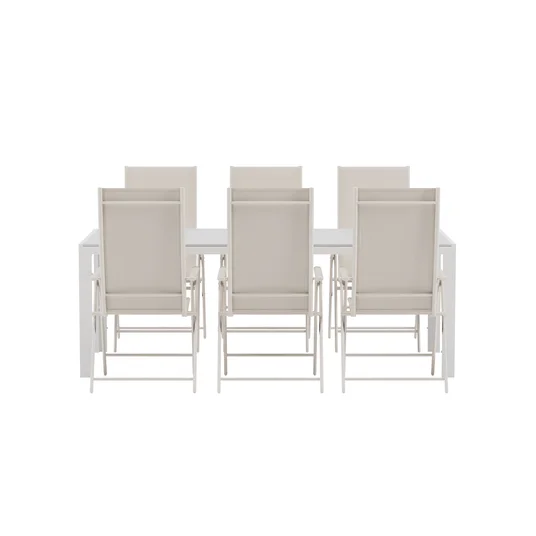 Break Table - White with 6 Levanzo Chair - Beige