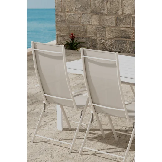 Break Table - White with 6 Levanzo Chair - Beige