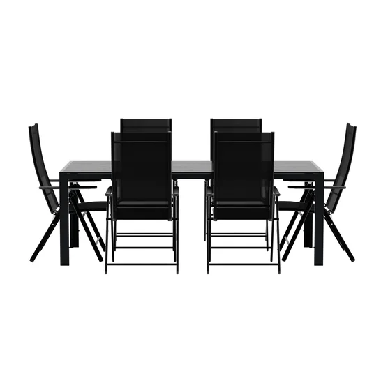 Break Table - Black with 6 Levanzo Chair - Black
