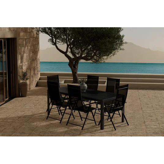 Break Table - Black with 6 Levanzo Chair - Black