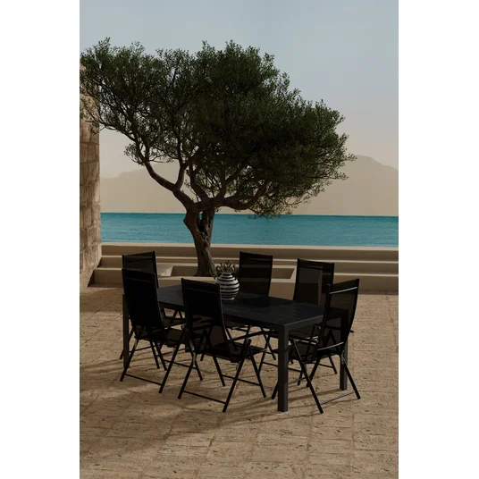 Break Table - Black with 6 Levanzo Chair - Black