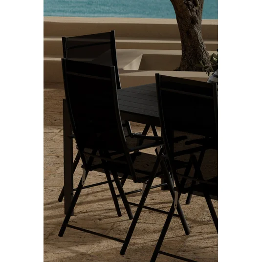Break Table - Black with 6 Levanzo Chair - Black