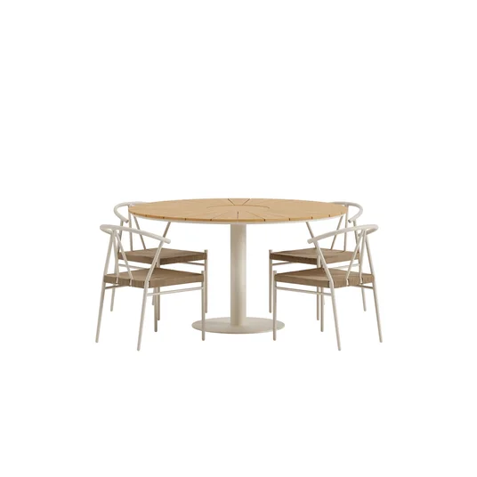 Croft Table - Beige with 4 Alfons Chair - Beige