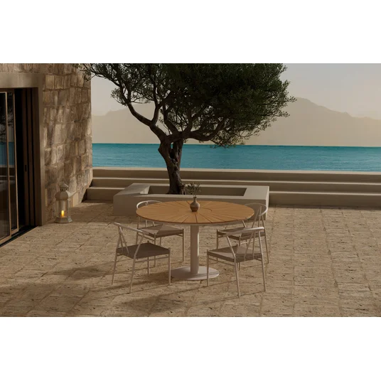 Croft Table - Beige with 4 Alfons Chair - Beige