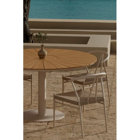Croft Table - Beige with 4 Alfons Chair - Beige