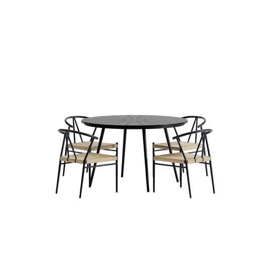 San Vito Table - Black with 4 Alfons Chair - Black