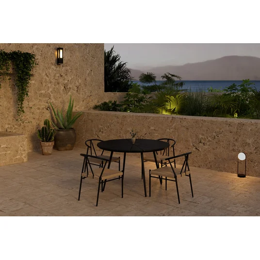 San Vito Table - Black with 4 Alfons Chair - Black