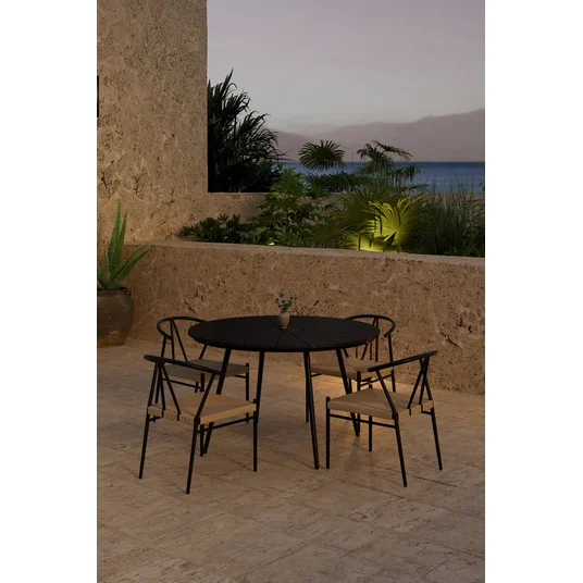 San Vito Table - Black with 4 Alfons Chair - Black