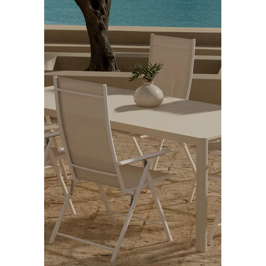 Giardini stalas – smėlio spalvos su 6 Levanzo kėdėmis – smėlio spalvos