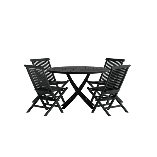 Kenya Table - Black with 4 Kenya Chair - Black