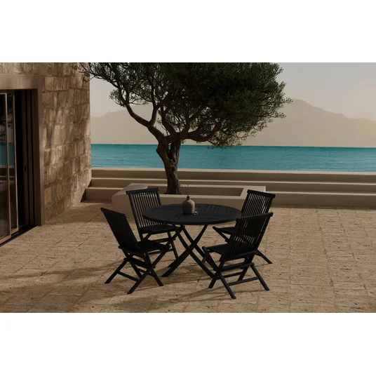 Kenya Table - Black with 4 Kenya Chair - Black