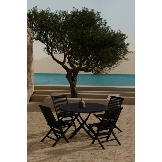 Kenya Table - Black with 4 Kenya Chair - Black