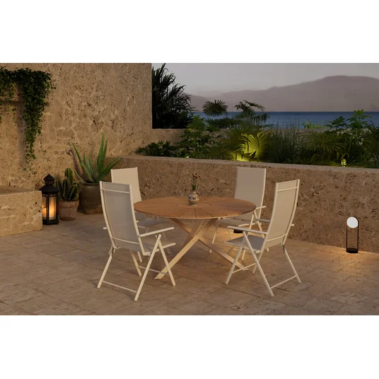 Mexico Table - Nature with 4 Levanzo Chair - Beige