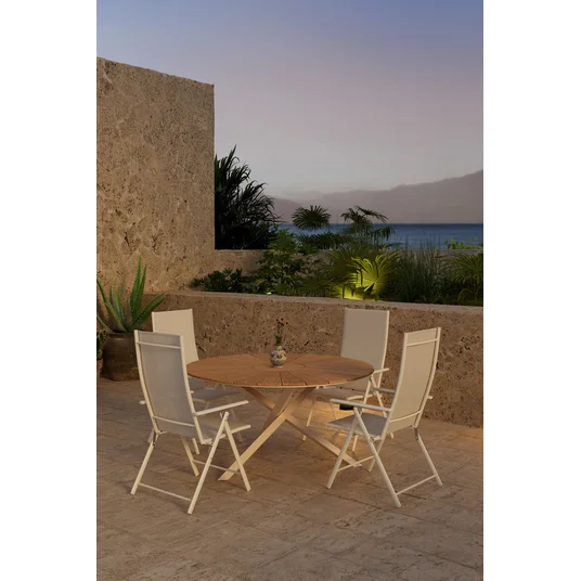 Mexico Table - Nature with 4 Levanzo Chair - Beige