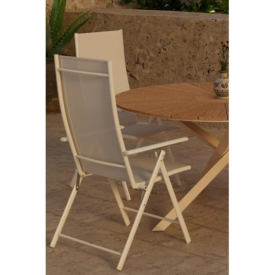 Mexico Table - Nature with 4 Levanzo Chair - Beige