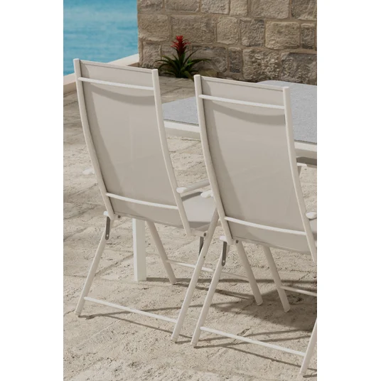 Lino Table - Beige with 6 Levanzo Chair - Beige
