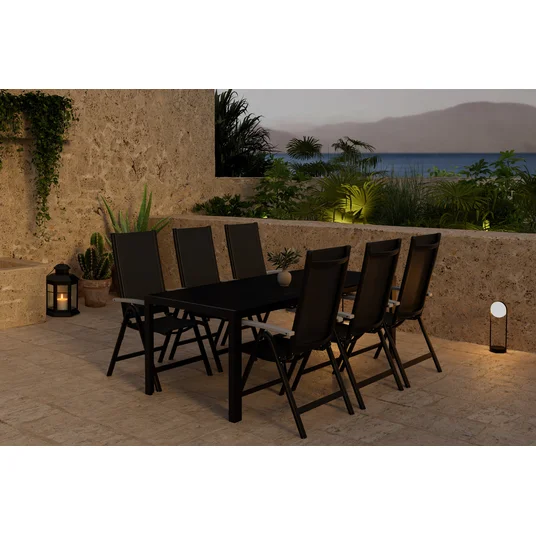 Break Table - Black with 6 Albany Chair - Black