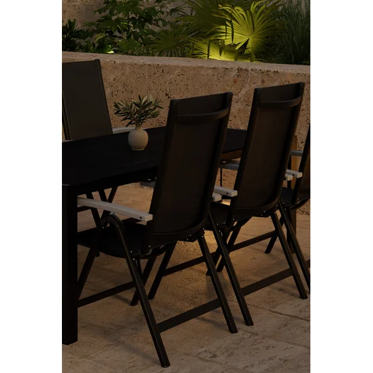 Break Table - Black with 6 Albany Chair - Black